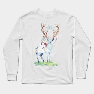 Magical Deer and Girl Long Sleeve T-Shirt